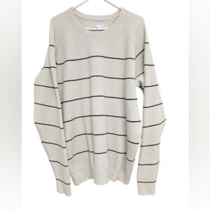 Frank and Oak men's mariner striped sweater beige size XL